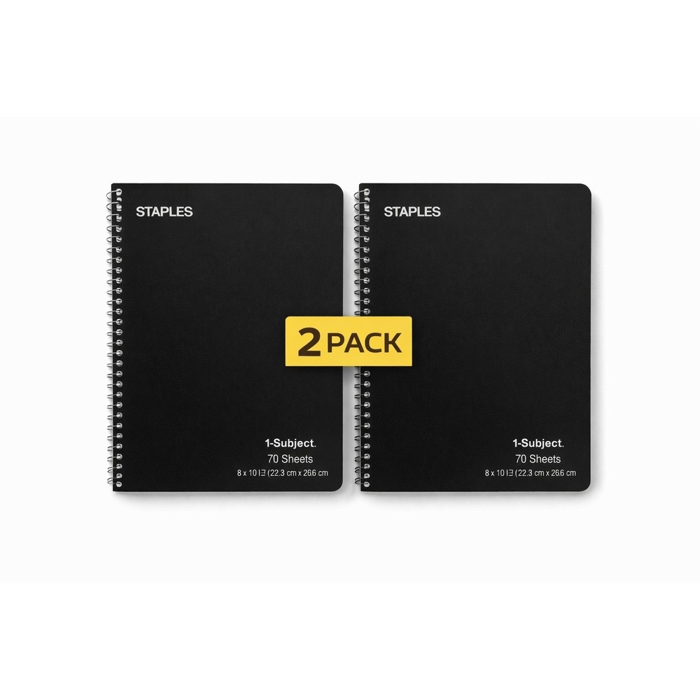 2x‎ Staples 1-Subject Notebook Graph Ruled 70 Sheets Black